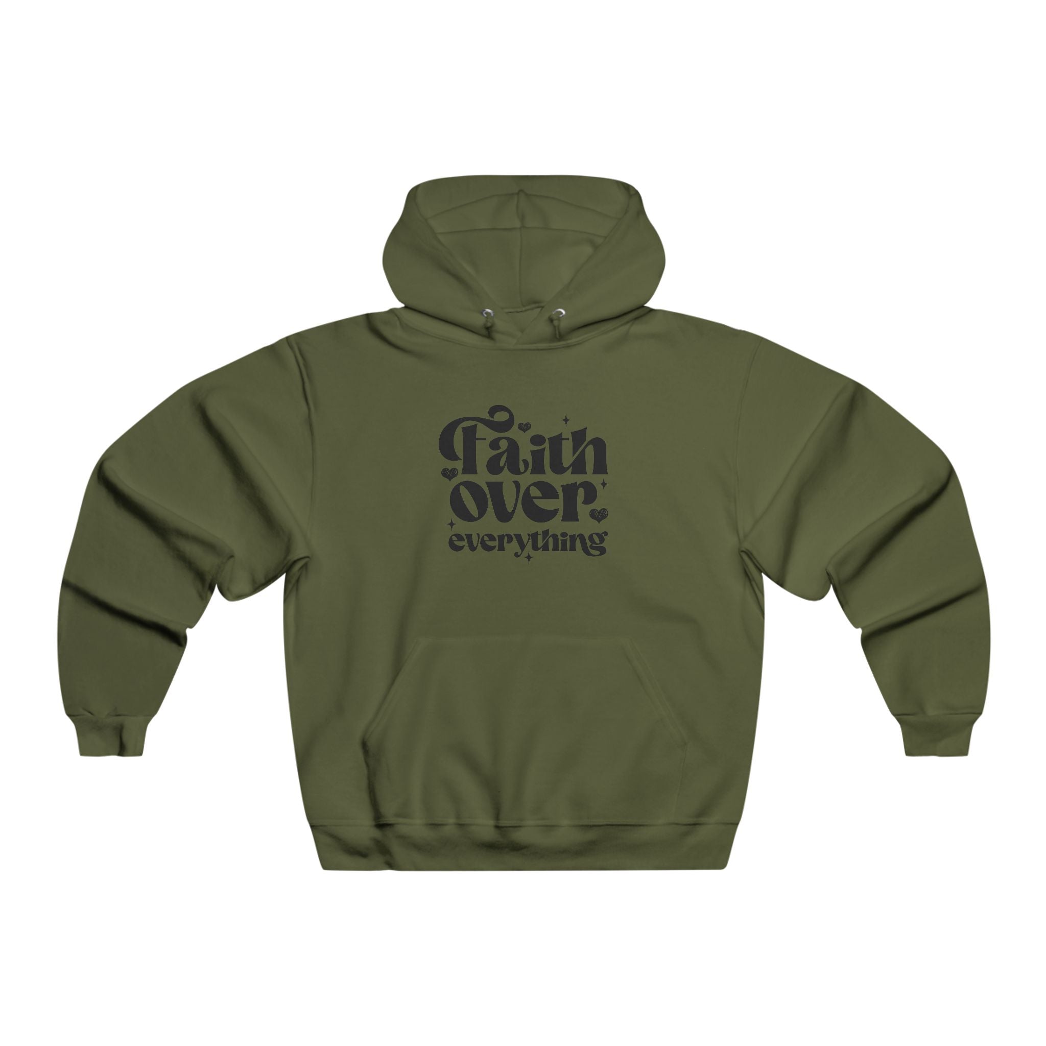Faith Over Everything Hoodie, Men's Inspirational Sweatshirt, Cozy Casual Wear, Gift for Faith Seekers, Perfect for Everyday