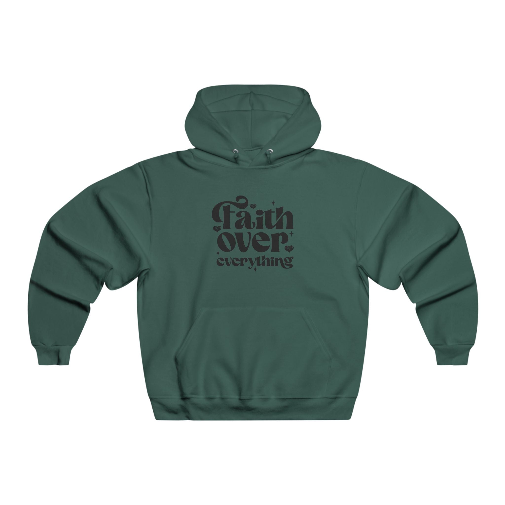 Faith Over Everything Hoodie, Men's Inspirational Sweatshirt, Cozy Casual Wear, Gift for Faith Seekers, Perfect for Everyday